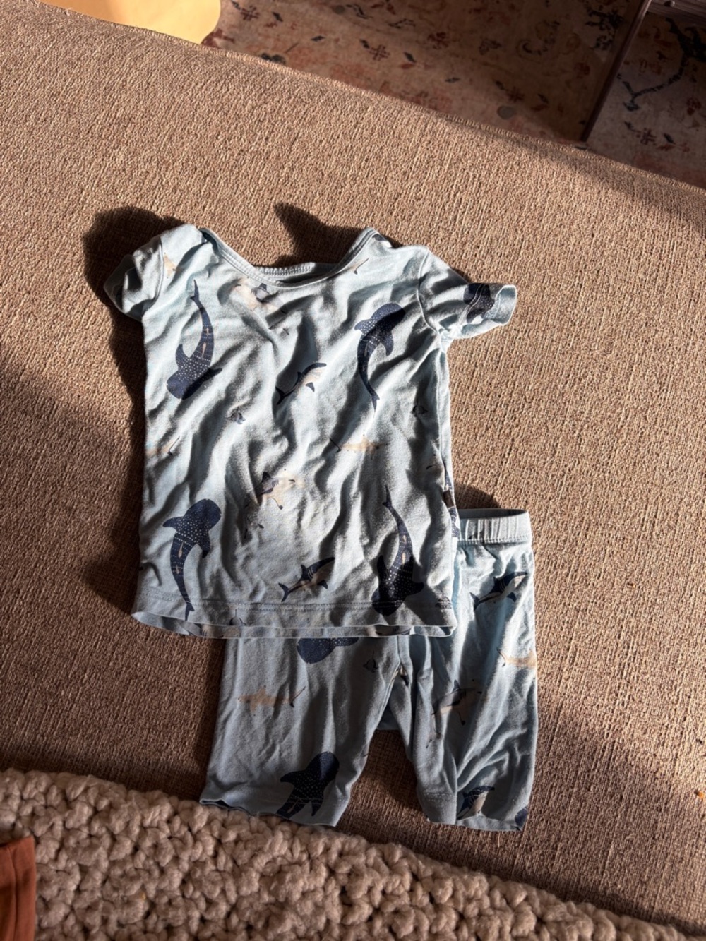 Kyte BABY Light Blue Shark Short-Sleeve Pajama Set